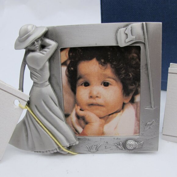 Fort Pewter 2*2 golfing picture frames – lady golfer and golf bag. - Picture 4 of 6